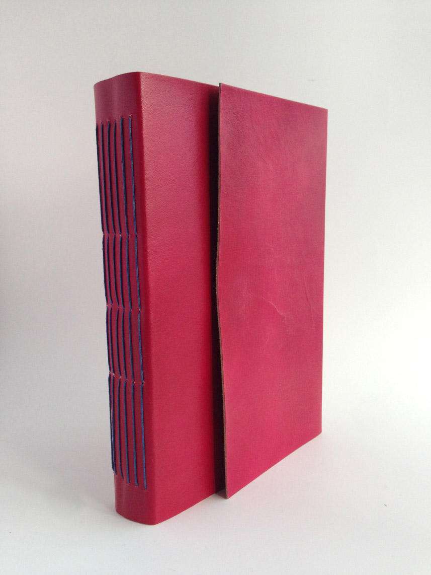 Red Leather Journal with Blue Stitching - Image 4